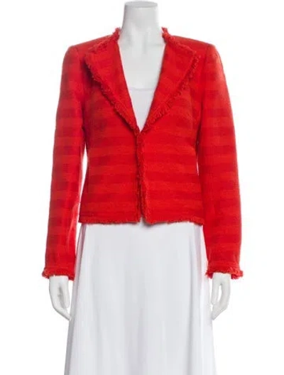 Pre-owned Trina Turk Tweed Pattern Blazer In Orange