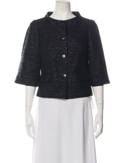 Pre-owned Trina Turk Tweed Pattern Jacket In Black