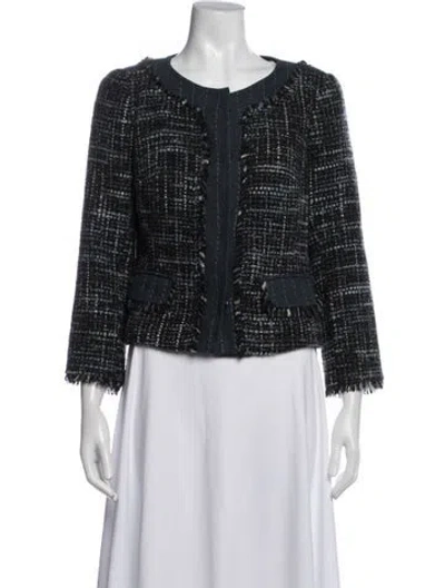 Pre-owned Trina Turk Tweed Pattern Jacket In Black