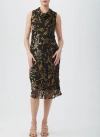 Trina Turk Ulani 2 Metallic Cowl-neck Midi Dress In Black