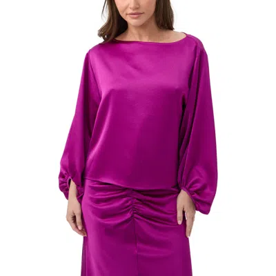 Trina Turk Ursa 2 Satin Boat Neck Top In Pink