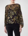 TRINA TURK URSA HIGH-NECK METALLIC SWIRL TOP