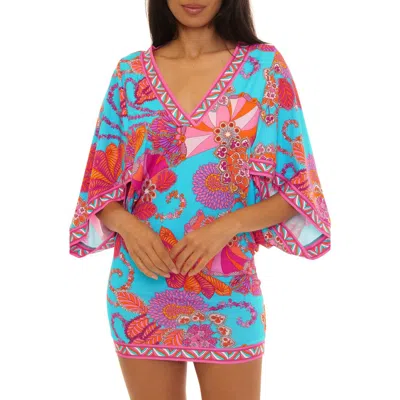 Trina Turk V-neck Cover-up Tunic In Blue
