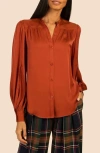 Trina Turk Valin Silk-blend Top In Cinnamon