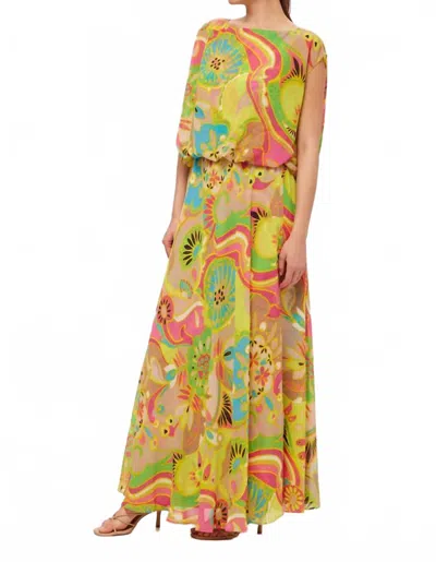 Trina Turk Vantage Short Sleeve Maxi Dress In Multi
