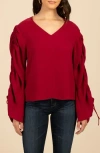 Trina Turk Veda Ruched Tie Sleeve Top In Sumac