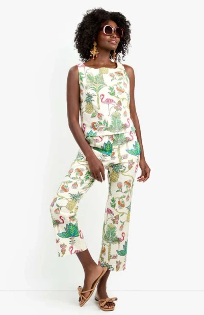 Trina Turk Venya Flamingo Fizz Voile Structured Woven Top In Multi