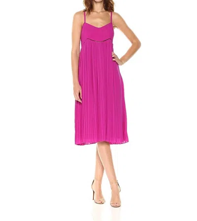 Trina Turk Vereda Pleated High Waist Spaghetti Strap Midi Dress In Pink