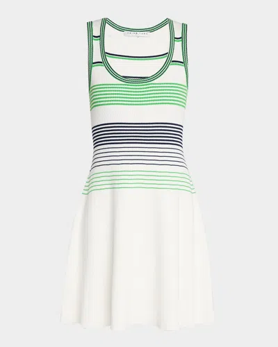 Trina Turk Veronkia Striped Knit Tank Dress In Whitewash/ink