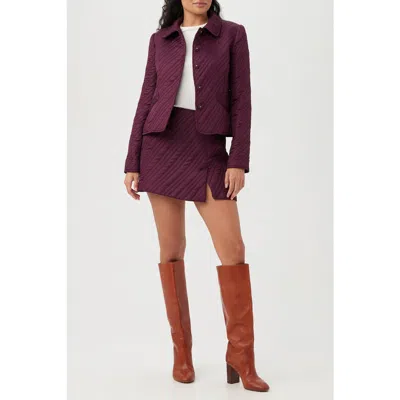 Trina Turk Vilet Quilted Collared Jacket In Purple