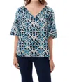 Trina Turk Vista Las Palmas Top In Multi Blues In Multi