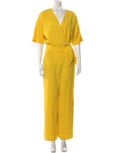 Pre-owned Trina Turk V-neck Jumpsuit In Yellow