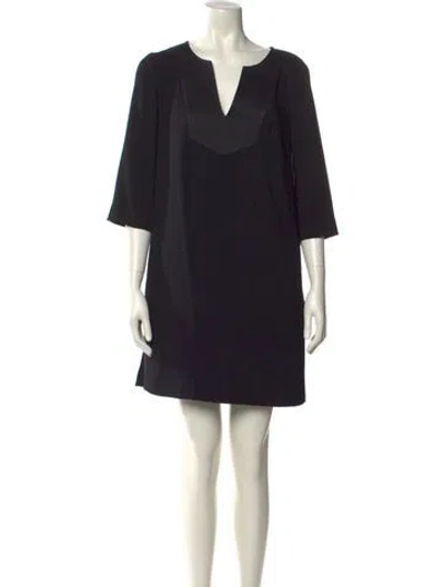 Pre-owned Trina Turk V-neck Mini Dress W/ Tags In Black