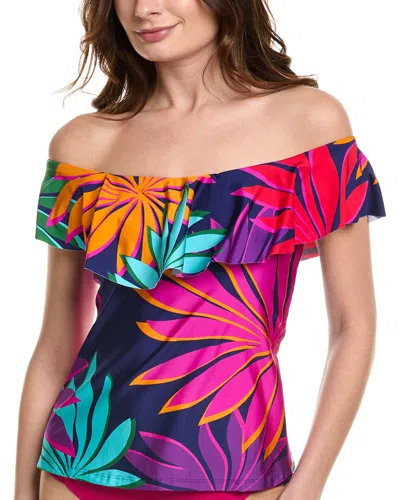 Trina Turk Wailea Ruffle Tankini One-piece In Blue