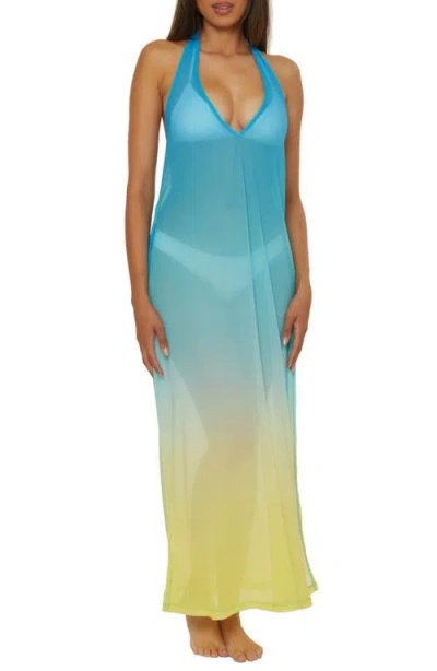 Trina Turk West Palm Sheer Cover-up Maxi Dress In Blue Multi