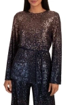 Trina Turk West Cutout Ombre Sequin Top In Moonstone/midnight