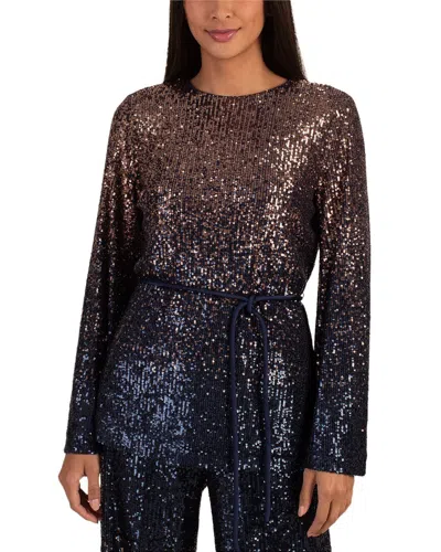 Trina Turk West Cutout Ombre Sequin Top In Moonstone/midnight