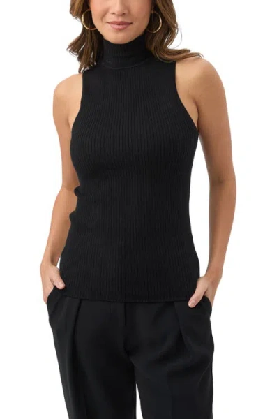 Trina Turk Westhampton Sleeveless Ribbed Turtle Neck In Black