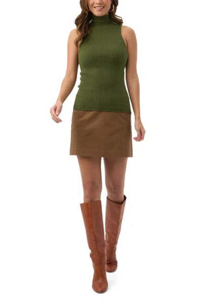 Trina Turk Westhampton Sleeveless Ribbed Turtle Neck In Green