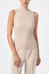 Trina Turk Westhampton Sleeveless Ribbed Turtle Neck In Neutral