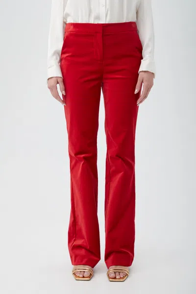 Trina Turk Westport Velveteen Bootcut Pant In Red