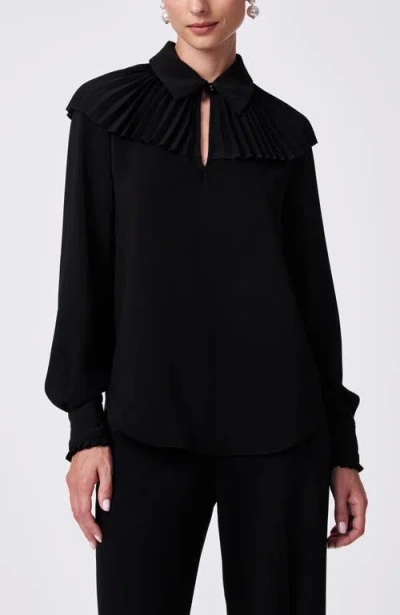 Trina Turk Windmill Pleated Top In Black