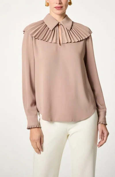 Trina Turk Windmill Pleated Top In Brown