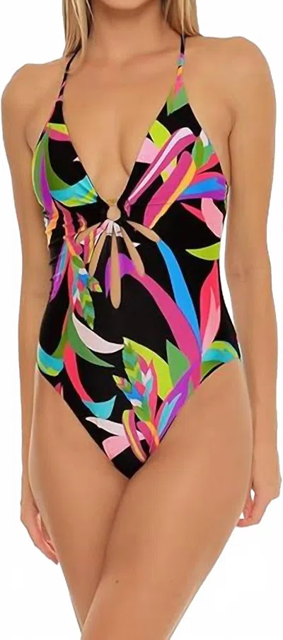 Trina Turk Birds Of Paradise O-ring One-piece Swimsuit In Multi