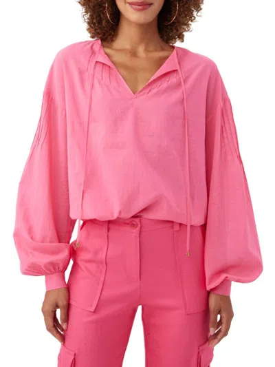 Trina Turk Women's Cape Coral Cotton Peasant Top In Pink Paradise