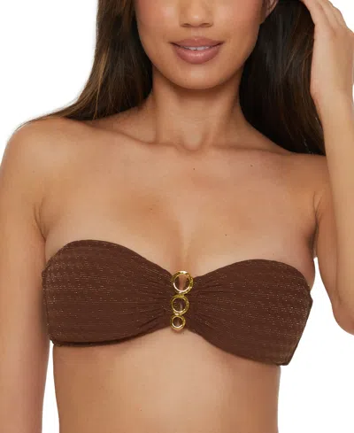 Trina Turk Women's Glimmer Buckle Bandeau Bikini Top, Created For Macy's In Totem Brown