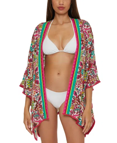Trina Turk Women's Hawaiian Garden-print Open-front Tunic Cover-up In Multi