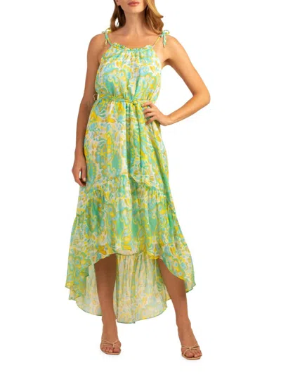 Trina Turk Honest Paisley Print High-low Midi Dress In Clearwater Multi