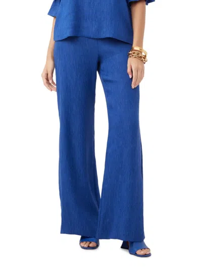 Trina Turk Women's Long Weekend Plissé Pull-on Pants In Admiral Blue