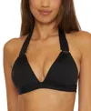 Trina Turk Womens Monaco Hardware Trim Halter Bikini Top Monaco Ruched Sash High Waist Bikini Bottoms In Black