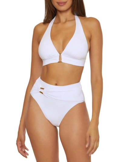 Trina Turk Women's Monaco High Waist Bikini Bottom In White