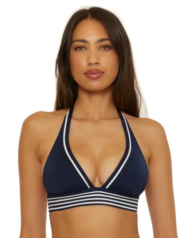 Trina Turk Women's Monaco Pleated Halter Bikini Top In Ink