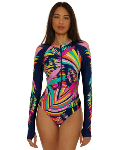 Trina Turk Women's Paralia Zip Front Paddle One-piece Swimsuit In Multi