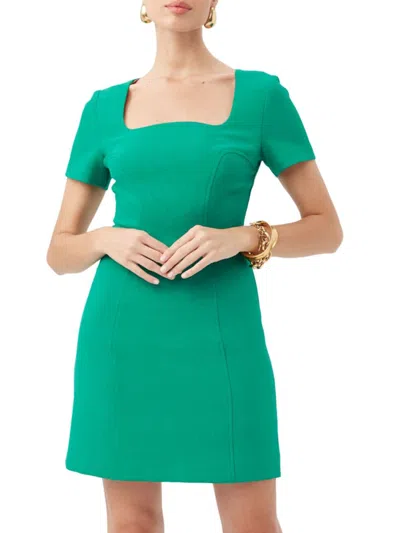 Trina Turk Pearl Square-neck A-line Mini Dress In Agave