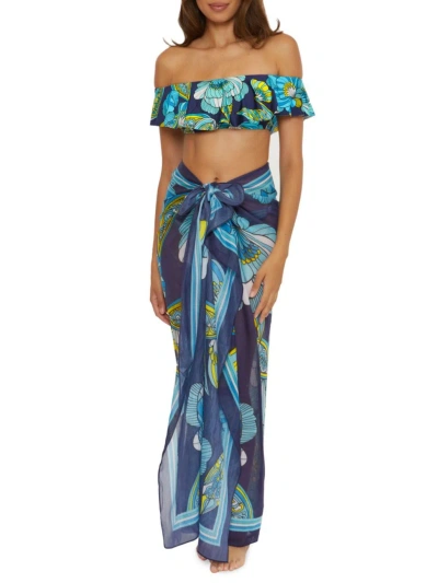 Trina Turk Women's Pirouette Sheer Floral Pareo In Blue