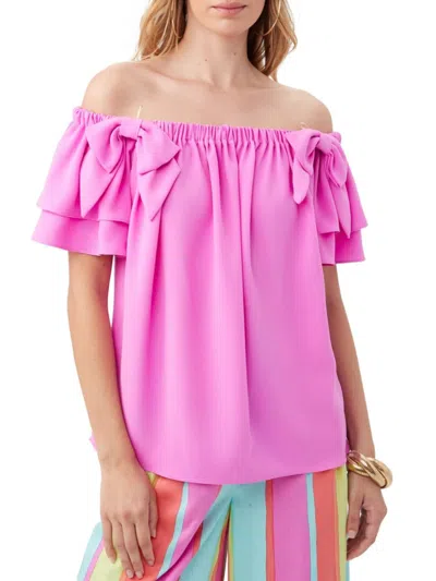 Trina Turk Women's Silia Bow Off-the-shoulder Top In Piazza Pink