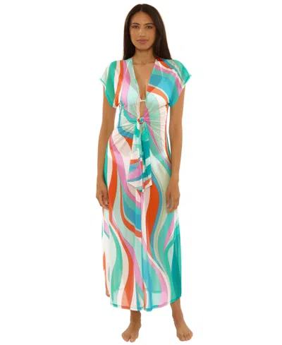 Trina Turk Women's Tie-front Mesh Maxi Swim Dress In Multi