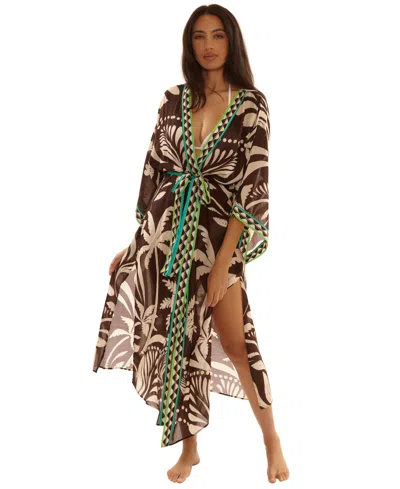 Trina Turk Women's V-neck Kimono Maxi Duster Cover Up In Multi