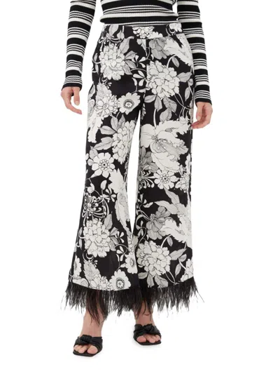 Trina Turk Women's Weekend Jacquard & Feather Pants In Multi