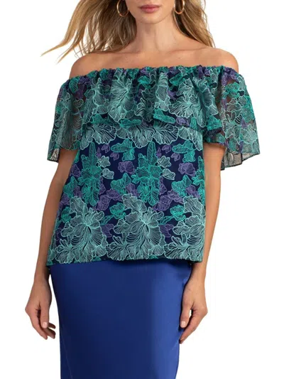 Trina Turk Wisdom Top In Blue Multi
