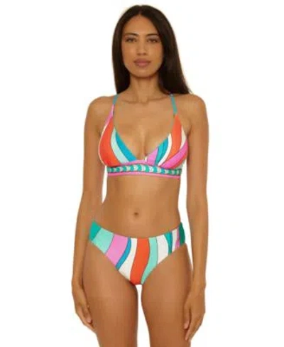 Trina Turk Womens Apollo Reversible Banded Cross Back Halter Top Hipster Bottoms In Multi