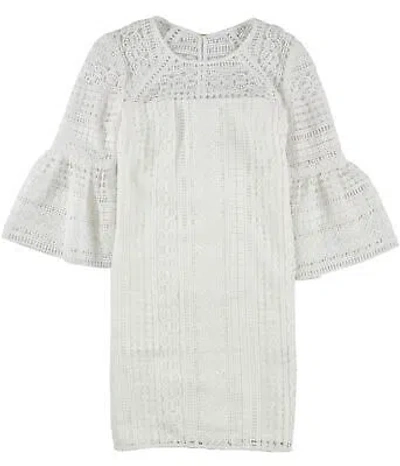 Pre-owned Trina Turk Womens Crochet Shift Dress In White