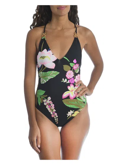 Trina Turk Womens Floral High Leg One-piece Swimsuit In Multi