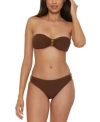 Trina Turk Womens Glimmer Buckle Bandeau Bikini Top Bikini Bottoms In Totem Brown