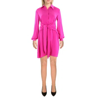 Trina Turk Womens Knot-front Mini Shirtdress In Multi