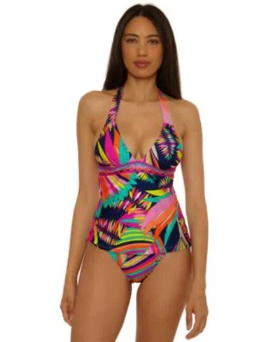 Trina Turk Womens Paralia Banded Tankini Top Reversible Banded Hipster Bottoms In Multi